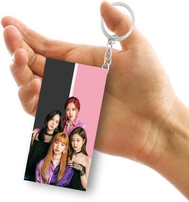 Convay Black pink graphic printed Rectangle MDF wooden Keychain for SET 4 Key Chain