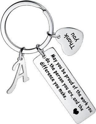Artisans Crafted Thank You Keychain With Initial Letter Pendant A Key Chain