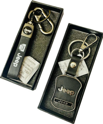 GKM Jeep car chrom & strap metal hook combo set key ring keychain for cars Key Chain