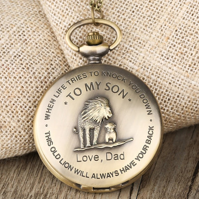 Classic Quirk Gandhi Style Vintage Lion King Theme Designer Analog Antique Pocket Watch Key Chain