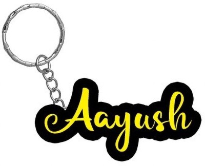 SY Gifts Aayush Name Black Yellow Name Keychain Key Chain