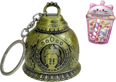 AMYCOUR Buddha Guardian Bell Keychain with Gift Pouch Blessings Good Luck Charms Key Chain