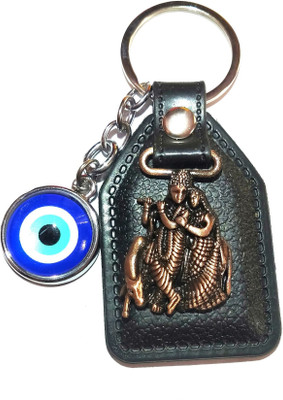Meeko.com Keychain-Radha Krishna With Evil Eye Assorted Color Bike Key Chain 01n5h7 Key Chain