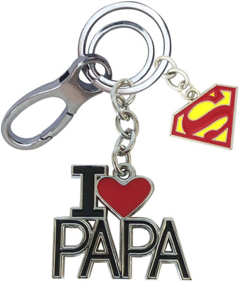 HANDSOME ISK Premium Finishing I Love Papa With Supermen Locking Lock Key Chain