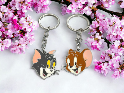 sky enterprises Cute 3D Tom & Jerry Keychain & Bag Charm | Set Of 2 Steel Key Chain