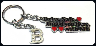Meeko.com Keychain-DRIVE SAFE WITH ALPHABET B LETTER / B NAME KEY CHAIN-A Key Chain