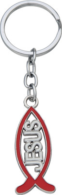 BLESSINGS Fish Jesus Red Key Chain