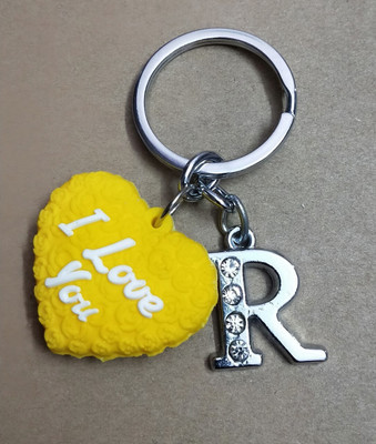ShopTop Yellow Heart With R Letter Bike Key Chain04 Key Chain
