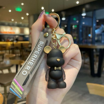 SRG Crystal Teddy Bear shaped Keychain and Keyring Black Key Chain