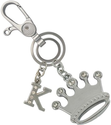 SHOKY LOOKS Metal Metallic Princess Crown With K Letter Superior Finish Locking Lock Key Chain