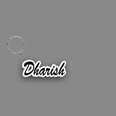 SY Gifts SYG Dharish Name Keychain White And Black Key Chain