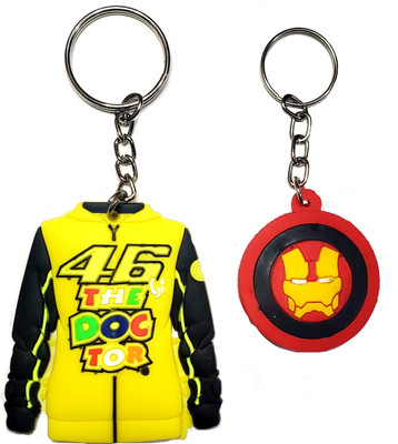 ShopTalk The Valentino Rossi 46VR racer Jacket With Iron Man Face Combo Key Chain
