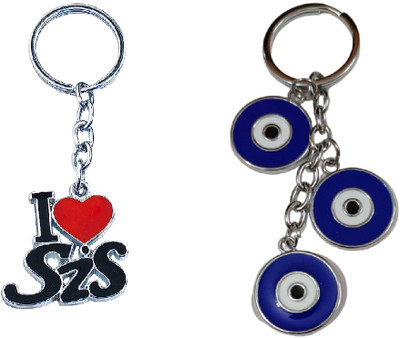 MOREL EVIL EYE 3 LAYER AND I LOVE SIS Key Chain