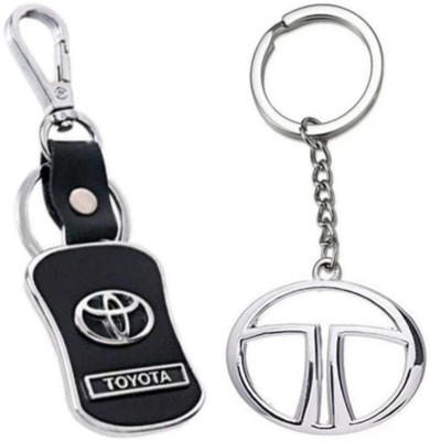 Jainsburys Combo of Toyota Leather & Tata Metal keychain & Best Quality Keychain Key Chain
