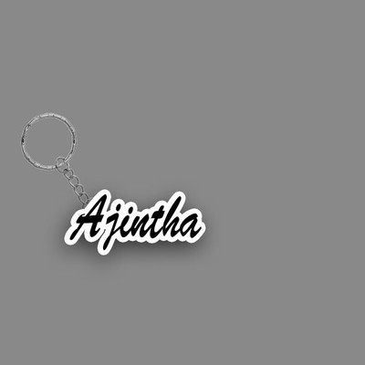 SY Gifts SYG Ajintha Name Keychain White And Black Key Chain