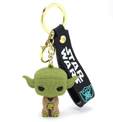 Daiyamondo Super Hero Star Wars Main Character Big Size Yoda 3d rubber keychain with long Key Chain