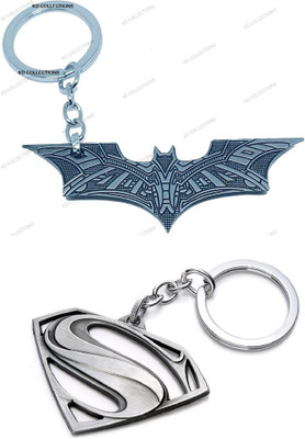 kd collections BATMAN LOGO & SUPERMAN LOGO Metal Keychain Keyring|Pack of 2 Key Chain