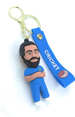 Sbb Novelty Rohit Sharma(Hitman) 3D Miniature Silicon Keyring with Long Strap Cricket Key Chain
