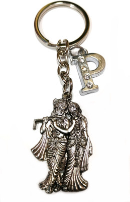 Meeko.com Radha Krishna with P Letter Key Chain 01dp Key Chain