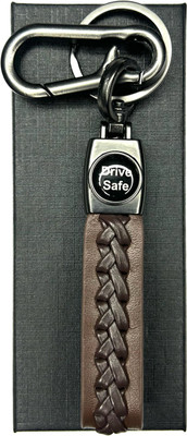 FLAMBE Drive Safe Brown Cross Design Belt Keychain Key Chain