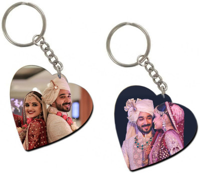 THE HATKE STORE Premium Custom Couple Photo Keychain Heart Shape For Birthday Love P1 Key Chain