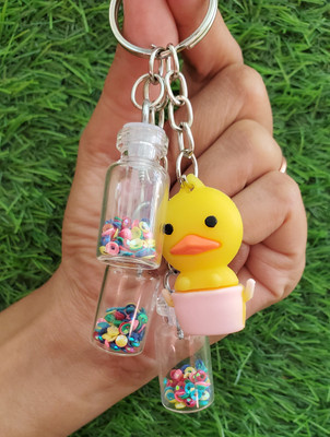 ShopTalk Glitter Bottle with cute Mini Duck combo Pack Of 1 Key Chain