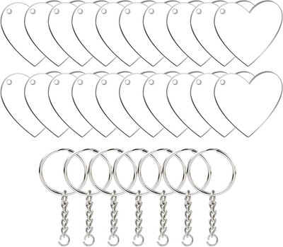 Maitri Pack Of 10 Acrylic Heart Shape Keychain With Keyrings, Art & Craft Work Key Chain