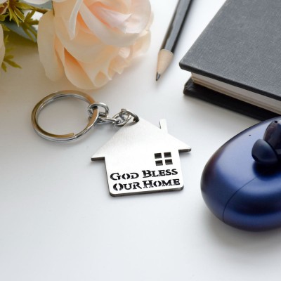 HappierYou God Bless Our Home Metal Keychain Key Chain