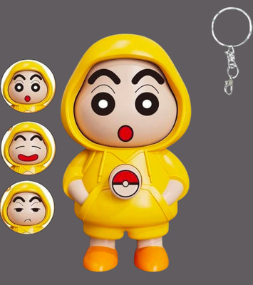 AirSoft Shinchan Yellow Hoodie Expression Toy Cute Cartoon Figure Desk Collectible Key Chain