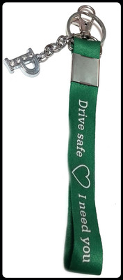 Meeko.com P letter with Drive Safe Tag key chain 0p Premium Key Chain