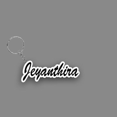 Prihit NEW_BBG Jeyanthira Name Keychain White And Black Key Chain
