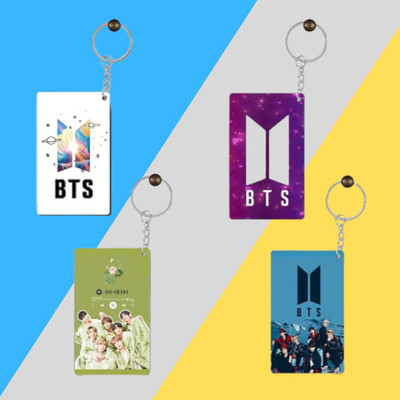 gift zone Bts Keychain For Bts Army , Bts Logo Designs Printed Acrylic ( Pack of 4 ) Key Chain