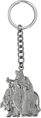 Shiv Jagdamba Shri Radha Krishna Idol Silver KeychainShivSkey2022284 Key Chain