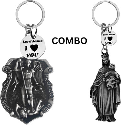 M Men Style Double-Sided Saint Michael Keychain – Mother Merry Key Ring Medal Com646-655 Key Chain