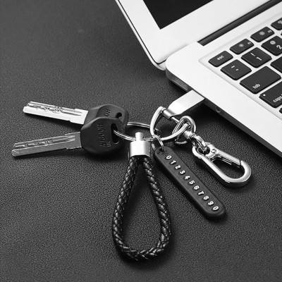 NOVELTY NOOK Anti Lost Car Key chain With Phone Number Pendant Anti-lost Number Card Braided Key Chain