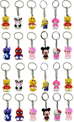 Daniyal Trader 24 pc Cartoon Character Keyrings Keychains for Kids Return Gifts for Boys/Girls Key Chain