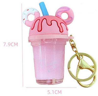 gtrp Cartoon Mickey Head Keychain Cute Tea Cup Liquid Quicksand Key Chain