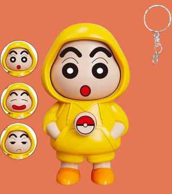 FlyTouch Shinchan Cartoon Hoodie Keychain Figure For Decorative Car Dashboard Accessory Key Chain