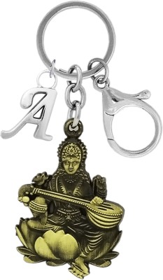 KYP Fashion Alphabet A Antique Double Sided Goddess Saraswati Mata Pendant Gift Keyring Key Chain