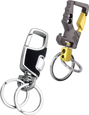 StealODeal Grey Metal Hook with Black Push Button Hook Key Chain