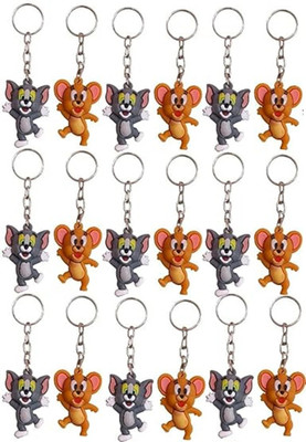 Wolcentra Tom and Jerry Cartoon Character Keychain Set – Fun Key Rings (Pack of 18) Key Chain