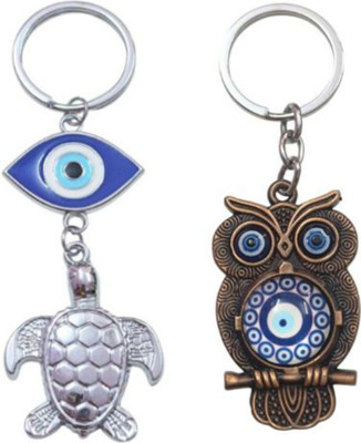 PEARLISH Evil eye Tortoise & Evil eye Owl keychain (Combo pack) Q-1 Key Chain