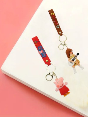 Shine N Sober Cute Peppa Pig & Taylor Swift Silicon Keychain (Pack of 2) Key Chain