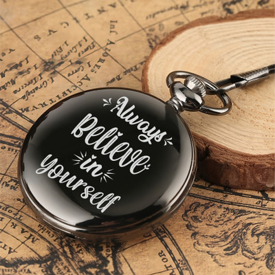 Tiny Tim Always Believe In Yourself Engraved Pocket Watch Key Chain Gift for Best Friend Key Chain