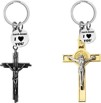The Men Gift Jesus cross & Gold Crucifix Keyring Set ShivkeyCom670-673 Key Chain