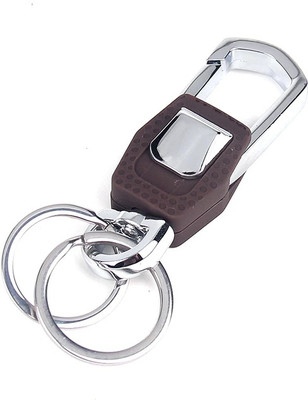 ABEL Stylish Hook Locking Silver Metal Carabiner Double Ring Metal KeyChain.3717 Key Chain