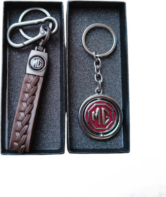 JNV Leather And Metal Keychain Compatible With MG HECTOR Cars ( Pack Of 2 ) Key Chain