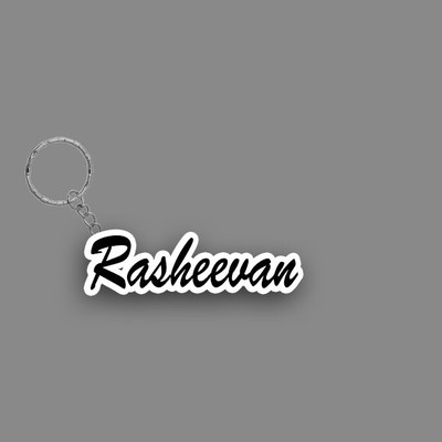 SY Gifts SYG Rasheevan Name Keychain White And Black Key Chain