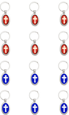 BLESSINGS Set Of 12 Metal Cross Key Chain