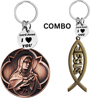 The Men Gift Lord Jesus Keychain Combo– Sacred Heart Religious Keyring Set ShivkeyCom626-660 Key Chain